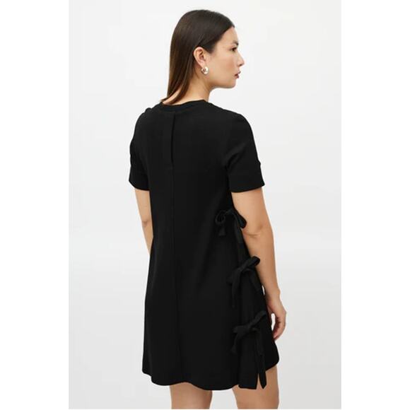 Proenzia Schouler Short Sleeve Side Bow Shift Dress Women's Size 0 Black Lined - Picture 2 of 7